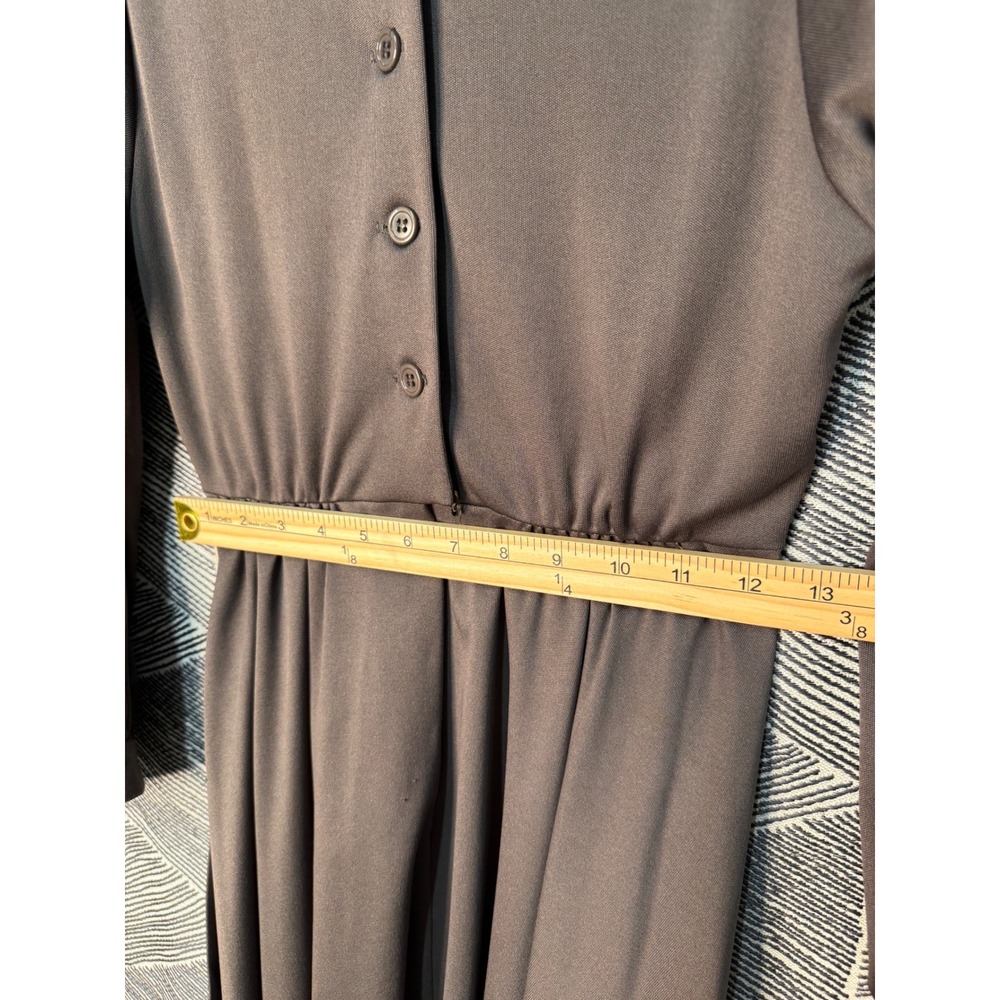 Vintage 70's Quiet Luxury Chocolate Brown Jersey Dress Sz S/M - Picture 9 of 9